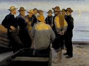 Michael Ancher Fishermen by the Sea on a Summer's Evening oil painting reproduction